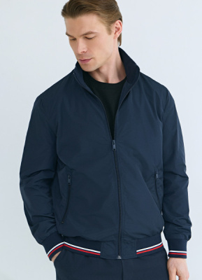 Бомбер с контрастными деталями, Синий