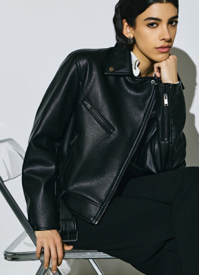 Куртка из искусственной кожи, Черный