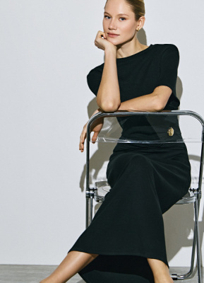 Платье-футболка с декором, Черный