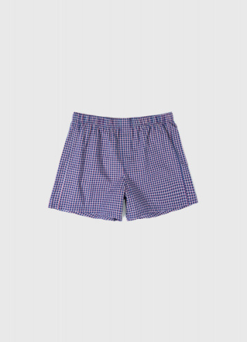 Текстильные трусы-боксеры в клетку, Синий