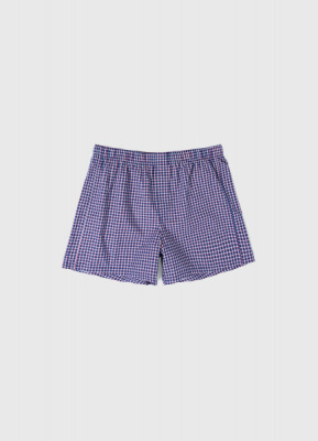 Текстильные трусы-боксеры в клетку, Синий