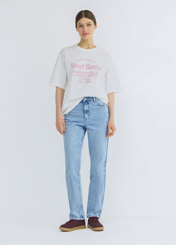 Прямые джинсы со средней посадкой, Голубой