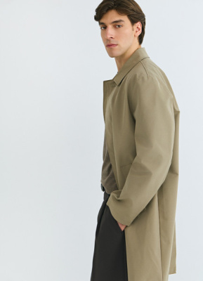 Плащ на пуговицах, Бежевый