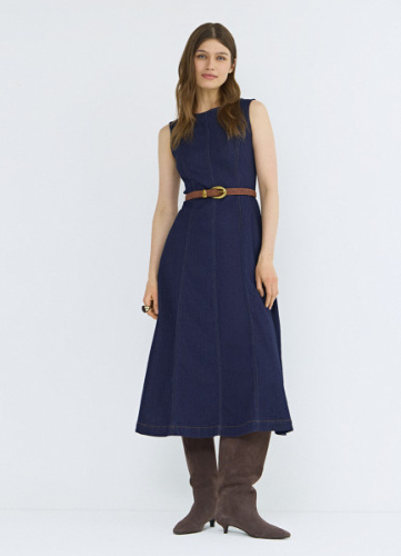 Джинсовое платье миди, Синий