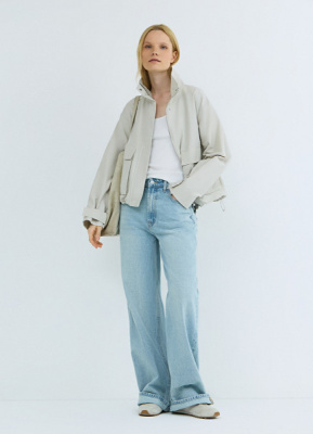 Лёгкая куртка с воротником-стойкой, Бежевый