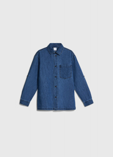 Рубашка джинсовая с карманом для мальчиков, Синий