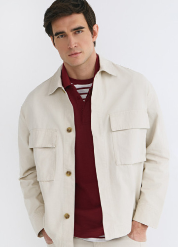 Куртка-рубашка из канваса, Белый
