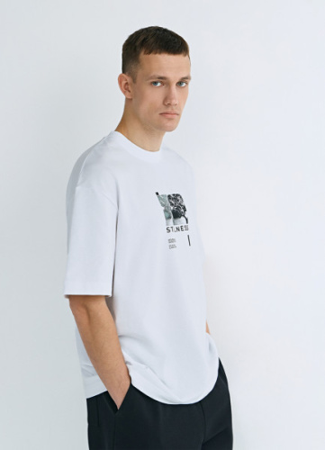 Футболка свободного кроя с принтом, Белый