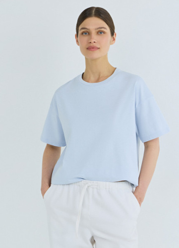 Футболка оверсайз из плотного хлопка, Голубой