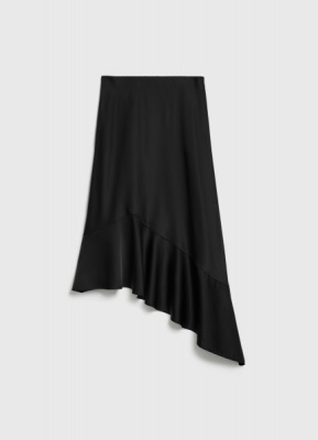Атласная юбка миди А-силуэта, Черный