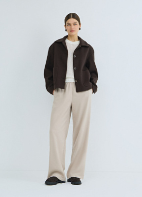 Прямые брюки с эластичным поясом, Бежевый