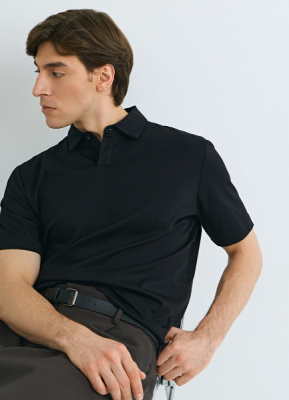 Поло из мерсеризованного хлопка, Черный