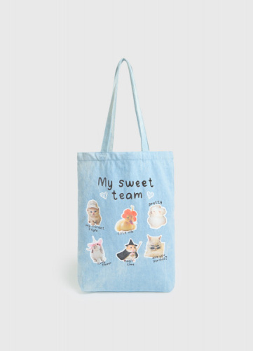 Сумка-шоппер из денима для девочек, Голубой
