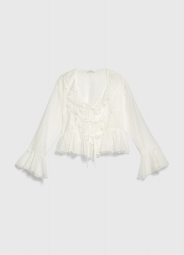 Воздушная блузка с завязками для девочек, Белый