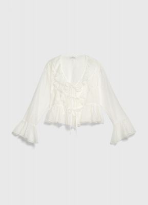 Воздушная блузка с завязками для девочек, Белый