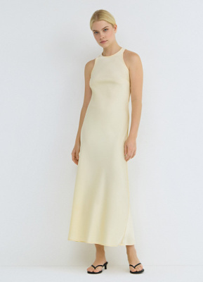 Сатиновое платье с американской проймой, Желтый