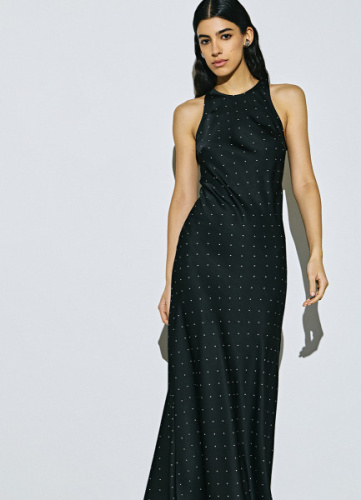 Сатиновое платье с американской проймой, Серый