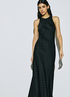 Сатиновое платье с американской проймой, Серый