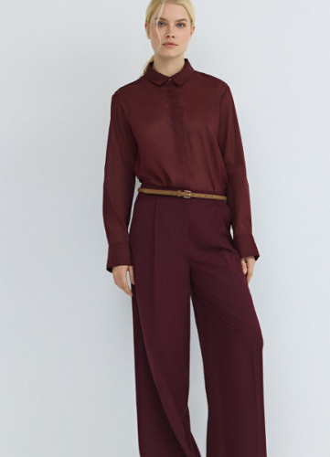 Полупрозрачная рубашка из хлопка и рами, Фиолетовый