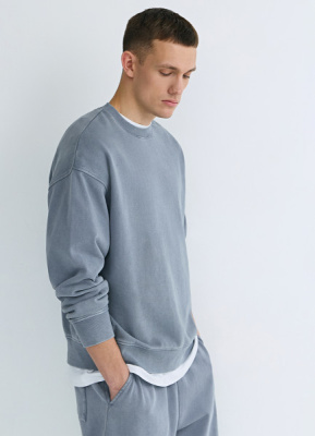 Свитшот с эффектом стирки, Синий