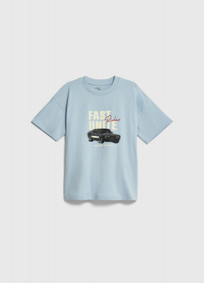 Футболка со светящимся в темноте принтом для мальчиков, Голубой