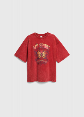 Футболка с принтом для девочек, Красный