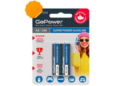19861 Батарейки GoPower LR6 AA, 2 шт.