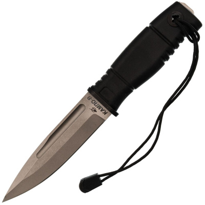 Тактический нож КАМПО-В, сталь 95Х18, рукоять термоэластопласт, титановые ножны с пилой