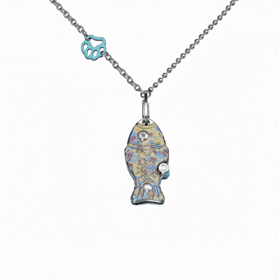 Складной нож-подвеска Sanrenmu 6171-TX, сталь Дамаск, рукоять титан