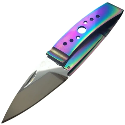 Складной нож нажим для денег Sanrenmu 6031LUE-SX, сталь 8Cr13MoV, рукоять нержавеющая сталь, градиент