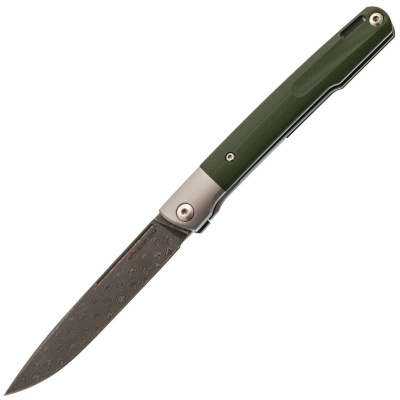 Складной нож Fat Dragon Attendants, сталь дамаск, рукоять G-10/сталь, зеленый