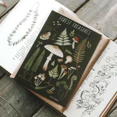 Открытка Дворникова А. "Лесные сокровища" тёмная