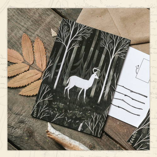 Открытка Дворникова А. "Белый олень"