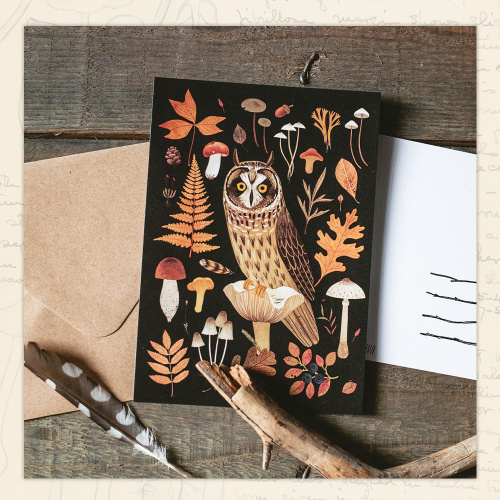 Открытка Дворникова А. "Сова" (темная)