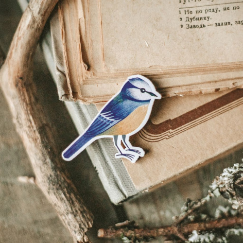 Деревянная брошка Дворникова А. "Лазоревка"