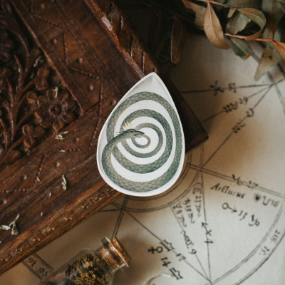 Деревянная брошка Дворникова А. "Уроборос в яйце"