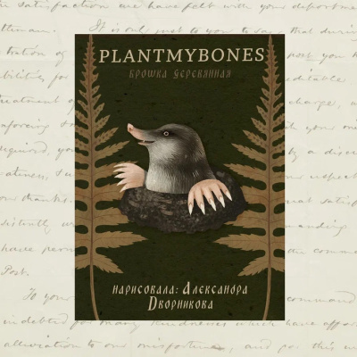 Деревянная брошка Дворникова А. "Крот в кочке"