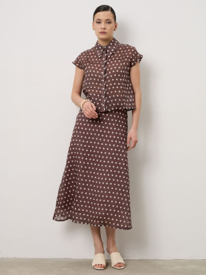 Блуза из крапивы 5011946 коричневый горошек