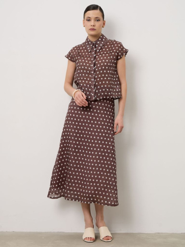 Блуза из крапивы 5011946 коричневый горошек