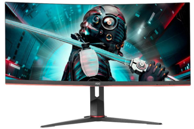 Монитор 34" AOC CU34G2XP 3440x1440 LED, 21:9, VA, 300cd, 4000:1, 80M:1, 1ms, 178/178, DP, HDMI, 180Hz, сurved R1500, Tilt, HAS, pivot, VESA, black
