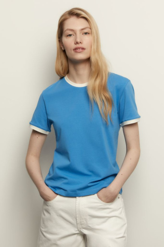 Футболка из хлопка с контрастной окантовкой