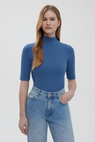 Джемпер с коротким рукавом и воротником-стойкой