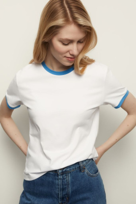 Футболка из хлопка с контрастной окантовкой