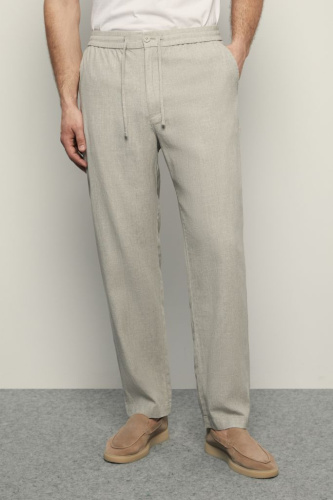 Брюки изо льна с эластичным поясом