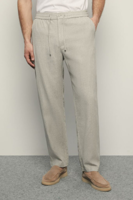 Брюки изо льна с эластичным поясом