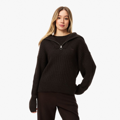 Женский свитер Lacoste с высоким воротом на молнии классического кроя