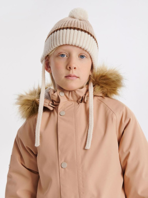 Шапка зимняя на завязках Mossie Almond milk