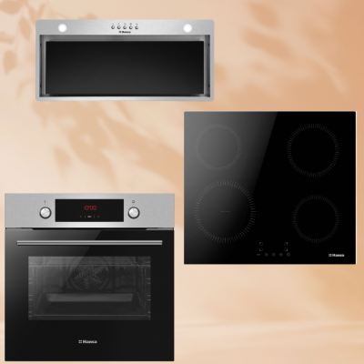 Комплект техники: Индукционная панель Hansa BHI683200 + Встраиваемая вытяжка Hansa OMP6212SIH + Духовой шкаф Hansa BOEI68431.
