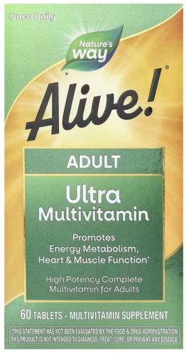Nature's Way, Alive! суперэффективные, полноценные мультивитамины для взрослых, 60 таблеток