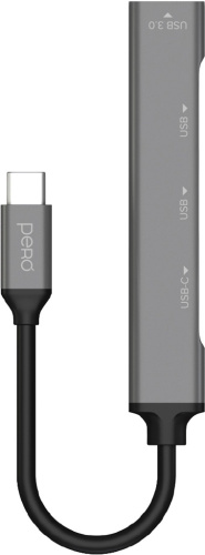 USB-хаб Pero MH03 USB-C + USB / USB-C Серый